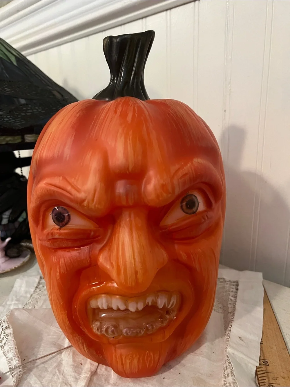 2023 Halloween Blow Mold Jack-O-Lantern Pumpkin Face Witch Human Scary Nose